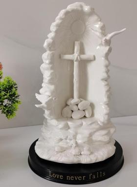 陶瓷十字架摆件耶诞节礼品圣像礼物礼物仪用品天主堂圣物纯手工饰