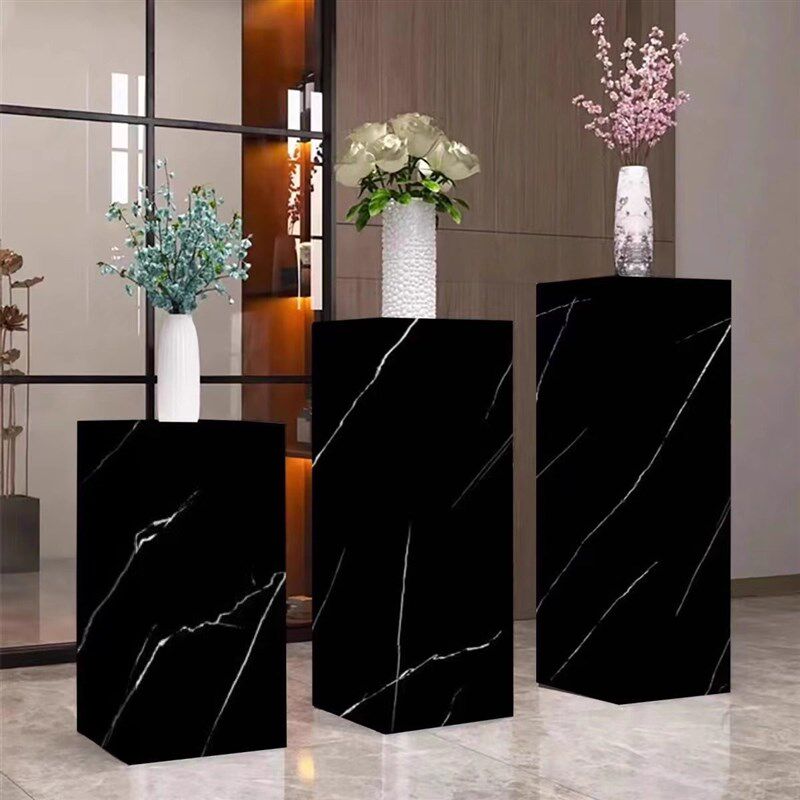 天然黑白根大理石底座雕塑台玄关客厅饰品摆件石材落地装饰展示台
