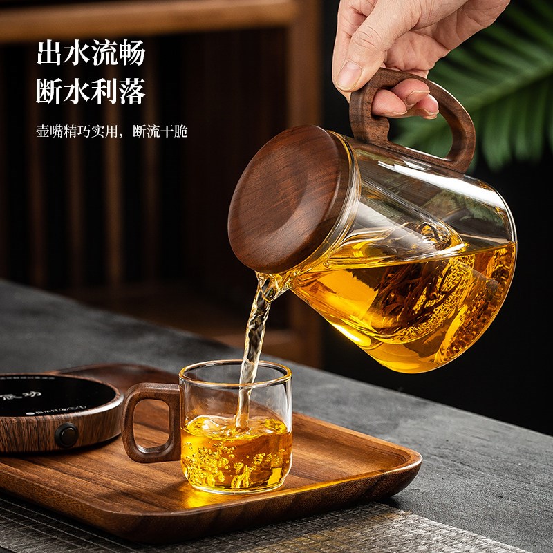 新款全玻璃内胆泡茶壶加厚茶水分离泡茶杯办公家用功夫茶具花茶壶