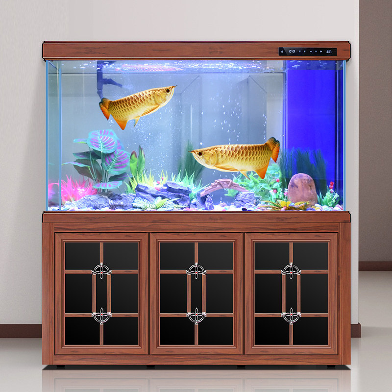 2022新款智能超白龙鱼缸水族箱客厅生态家用大型玻璃底过滤中式