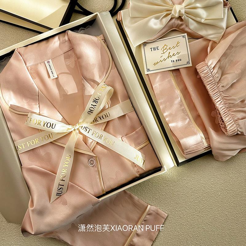 冰丝提花睡衣礼盒女士三八妇女母亲节新年生日礼物送婆婆妈妈闺蜜