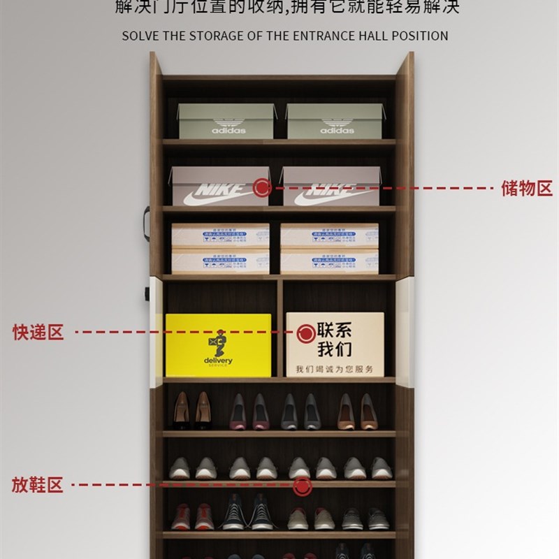 家用门外带锁鞋柜电梯间走廊门口带轮可移动收纳柜大容量储物鞋柜