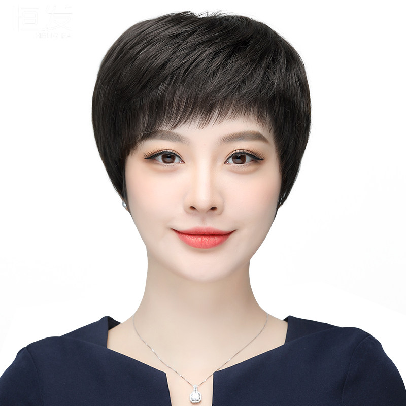 假发真发全真人发全头套女短发中老年女士妈妈发套自然真头发