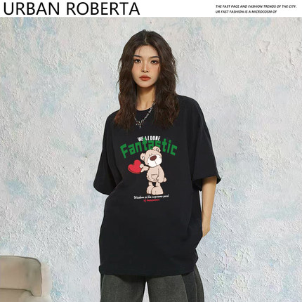 URBAN ROBERTA潮牌新款字母时尚短袖t恤男女同款小众半袖T恤XW