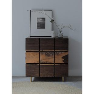 野木1978 简约现代风 魔方多斗柜侘寂玄关柜实木储物创意新中式