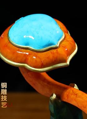 江山如意摆酒件铜工艺招财客厅玄关书房柜送如意装饰品领BJ202410