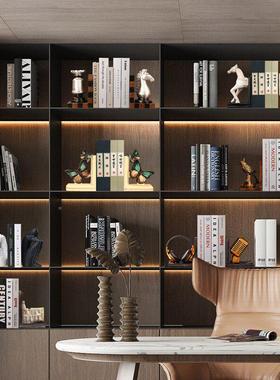 老板办室饰品轻奢复书古立架摆件书挡样板房装酒柜餐SSR厅公书柜