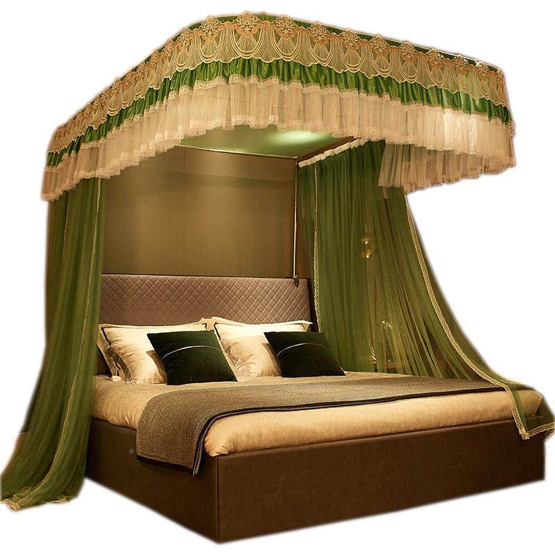 床导轨三门U型轨道蚊帐DFBL-A30地落式不打墙2米欧式人家用双宫廷