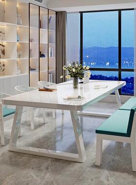 北白色家用实长木餐桌设师轻奢工作台欧现代简约会计议GCK室洽谈