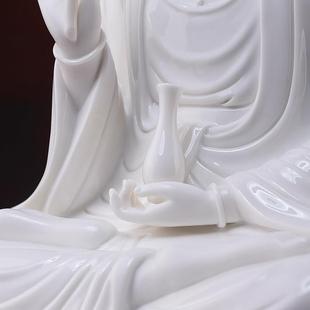 陶瓷坐莲观音家用供观音佛坐像摆件化白德瓷南海观世A02 063A音像