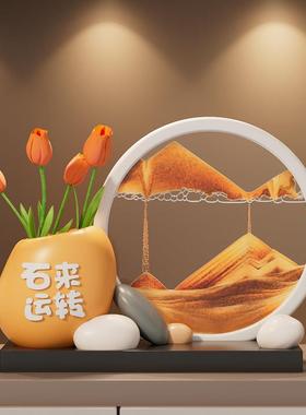 运转花SJ401T01瓶流沙画时摆件办公来解室客厅装饰品创意压实用礼