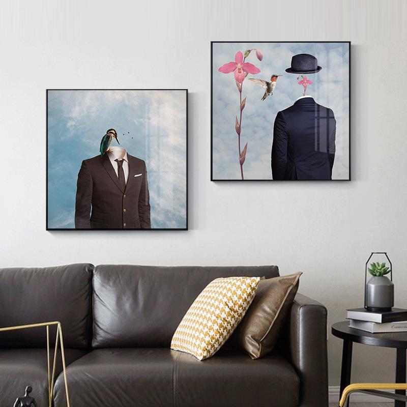 超现实主义客厅装饰画沙发背景墙挂画创意抽象人物花玄关餐厅壁画图片