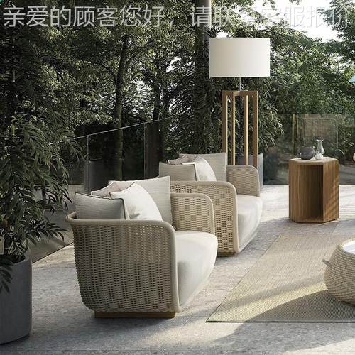 户沙简约代现家居北欧105庭院花园设计防水防发晒绳编沙发家具组