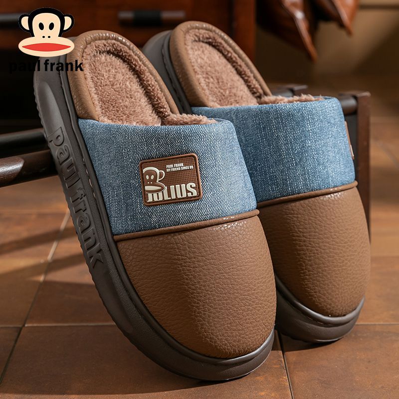 大嘴猴棉拖鞋秋冬半包根男士简约休闲情侣女加厚保暖厚底家用棉拖