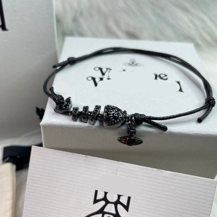 西大后薇薇安鱼骨头迷你土星手绳男女通用个性设计欧美朋克风手链