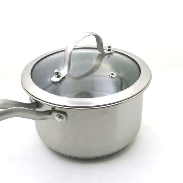 304不锈钢加厚可视烹饪单柄复底小汤锅奶锅宿舍上班家用通用