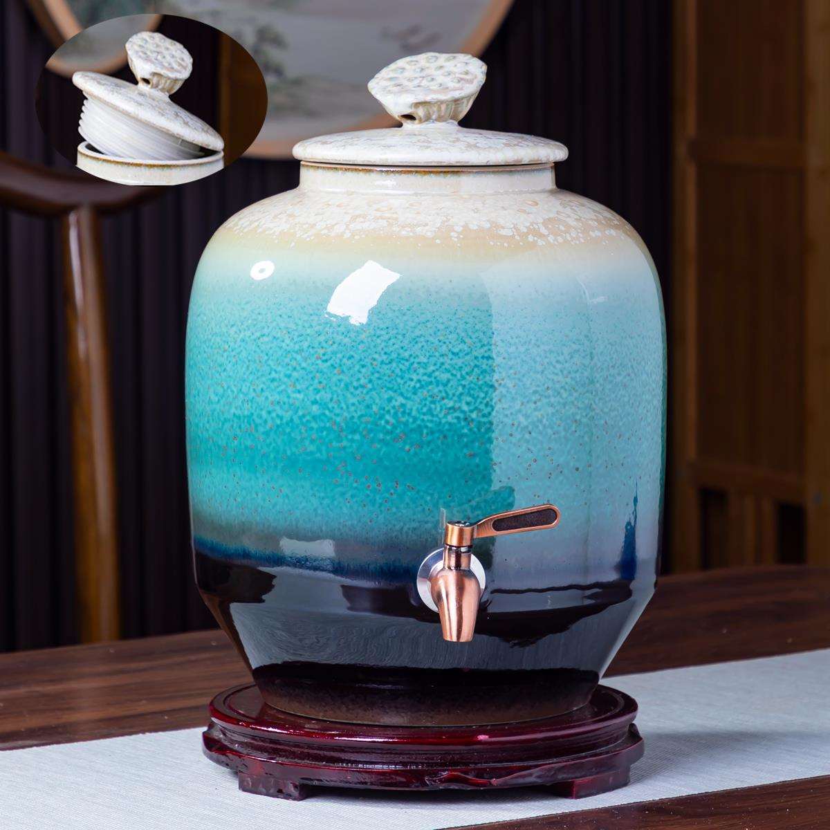 景德镇酒坛子家用密封加厚10斤30斤50斤陶瓷存酒缸酒壶酿酒坛