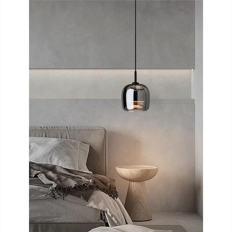 卧室床头吊灯现代简约创意轻奢后现代主卧餐厅灯床头灯玻璃小吊灯