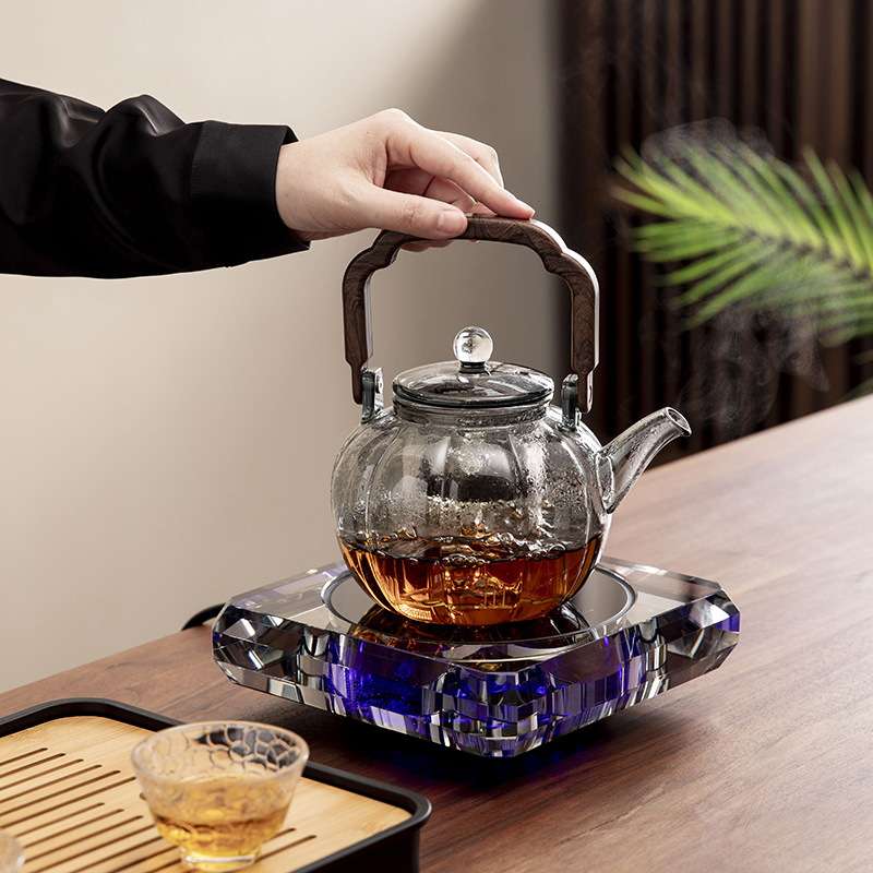 创意水晶电陶炉煮茶器耐热玻璃围炉茶壶高档智能煮茶炉烧水壶