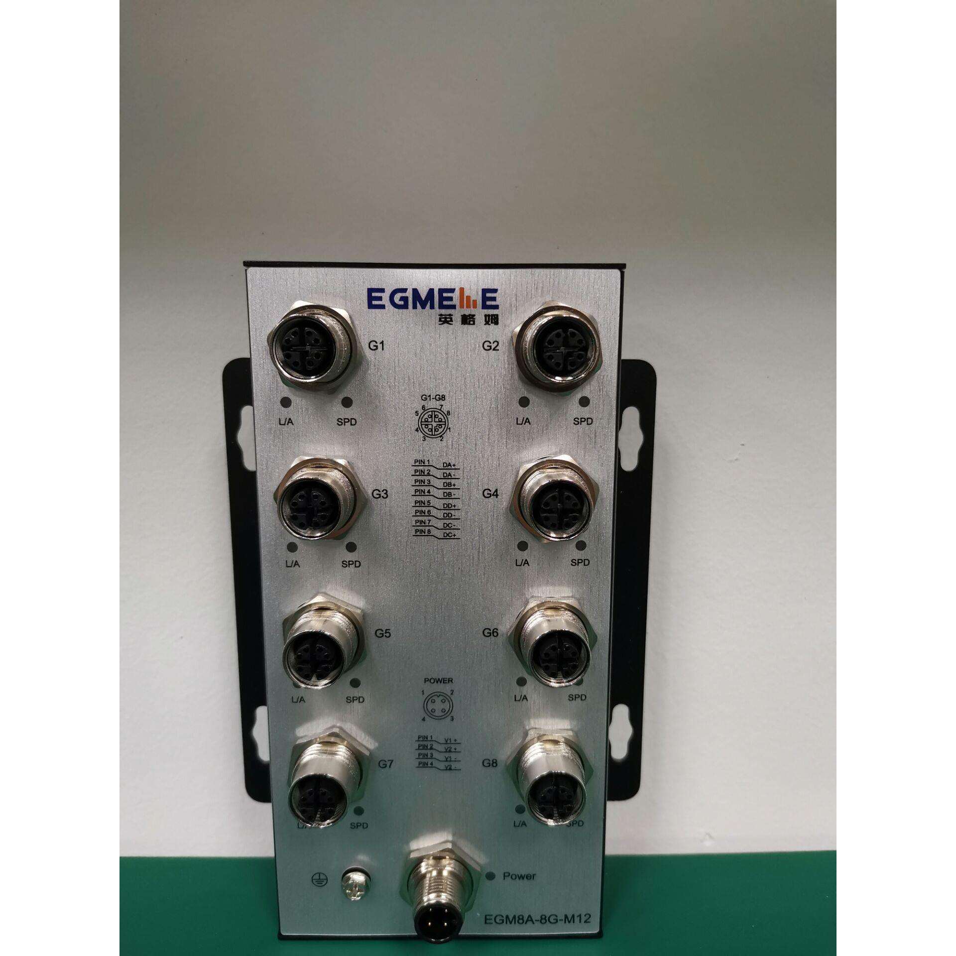 工业级加固交换机 8口千兆 航空M12接头 EGM8A-8G-M12