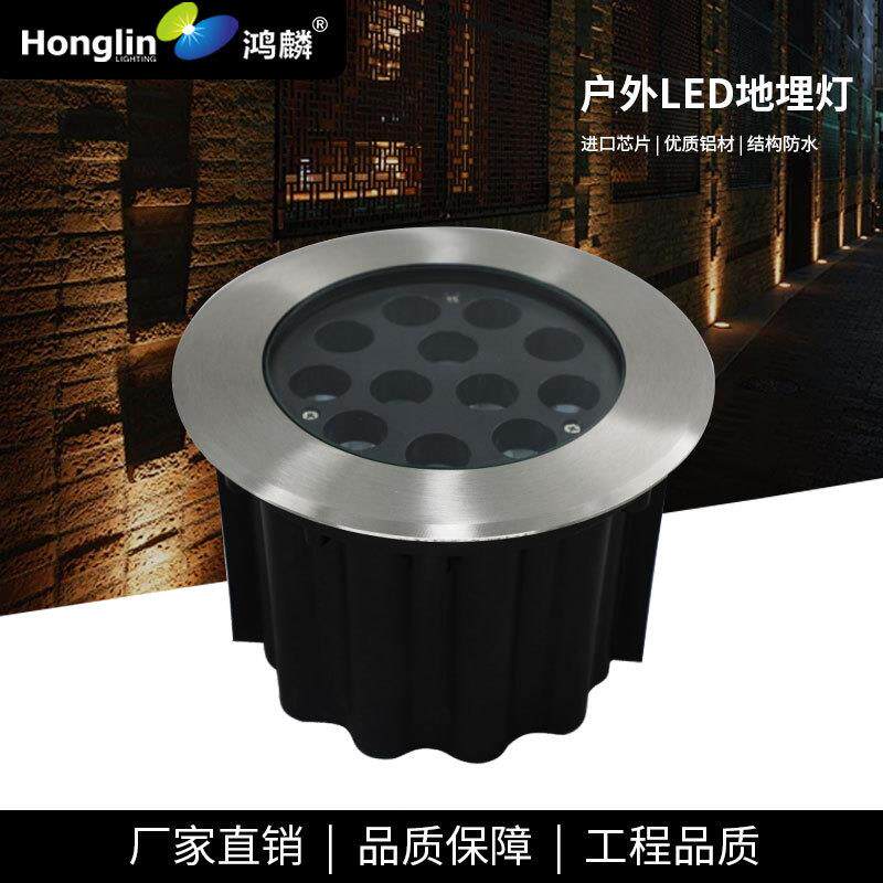 户外新款圆形地埋灯LED24W嵌入式户外埋地园林走道铝材不锈钢单色