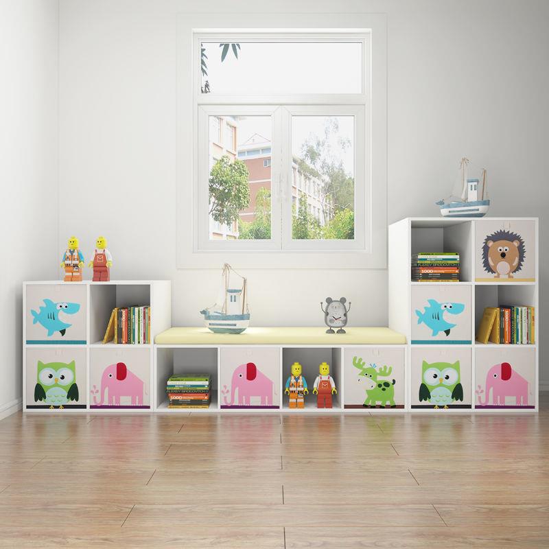 儿童子落地书架实木宝储BJE宝玩具收纳理柜物柜置物架卧室整柜绘