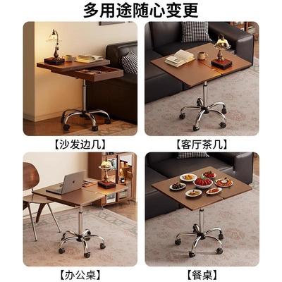 折叠茶几可升降小户型客厅家用可移动推车餐桌两用实木中古小桌子