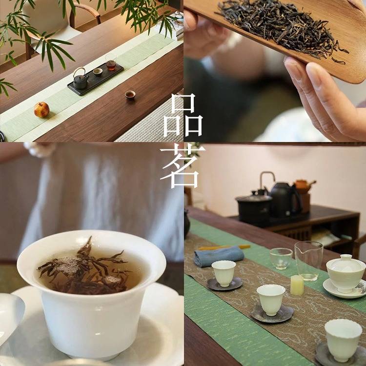 实木腿茶桌椅组合一桌五椅新中式阳台茶台泡茶桌简约办公室大板茶
