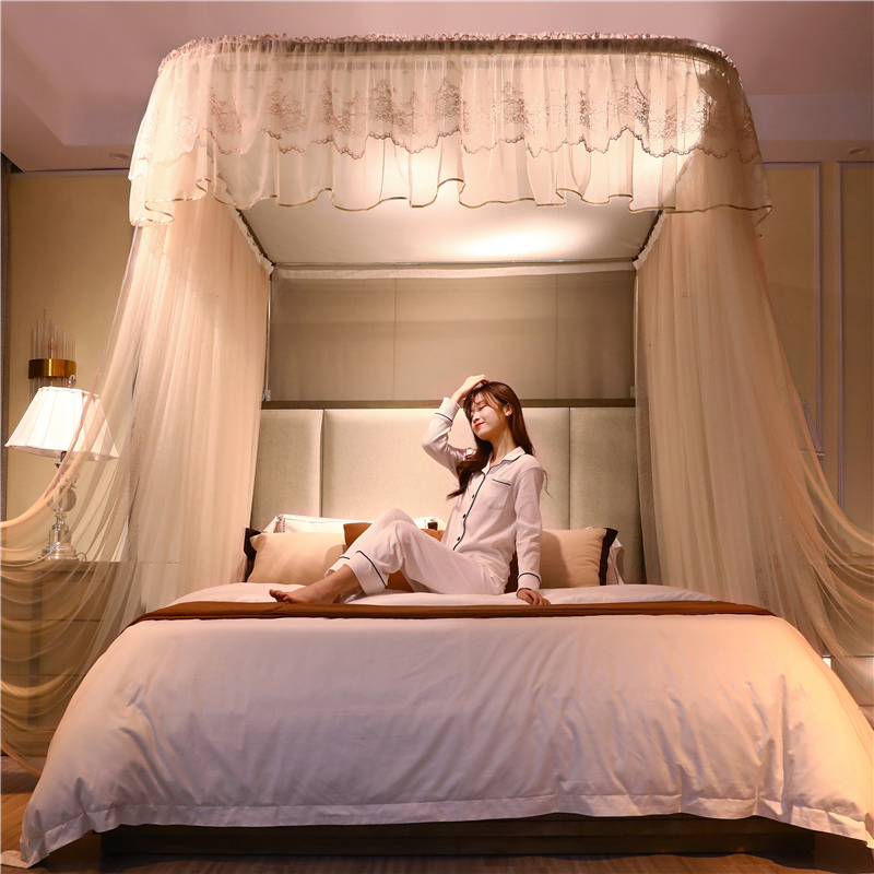 导轨防蚊蚊帐U形Uk型宫廷家用1.5米1.8m床2公主风儿童纹账欧式支