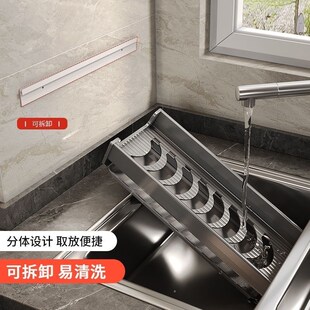 枪灰厨房碗碟置物架太空铝水池挂墙壁挂式沥O水架放碗架盘子收纳