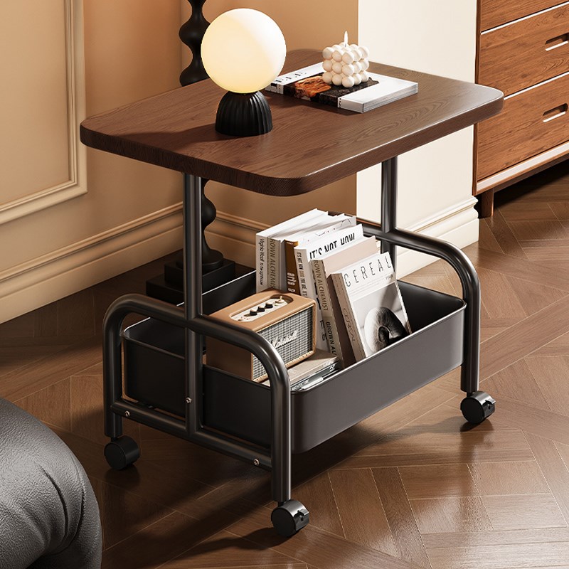 可移动小a推车置物架双层茶几边几带轮客厅卧室沙发双层小桌子收