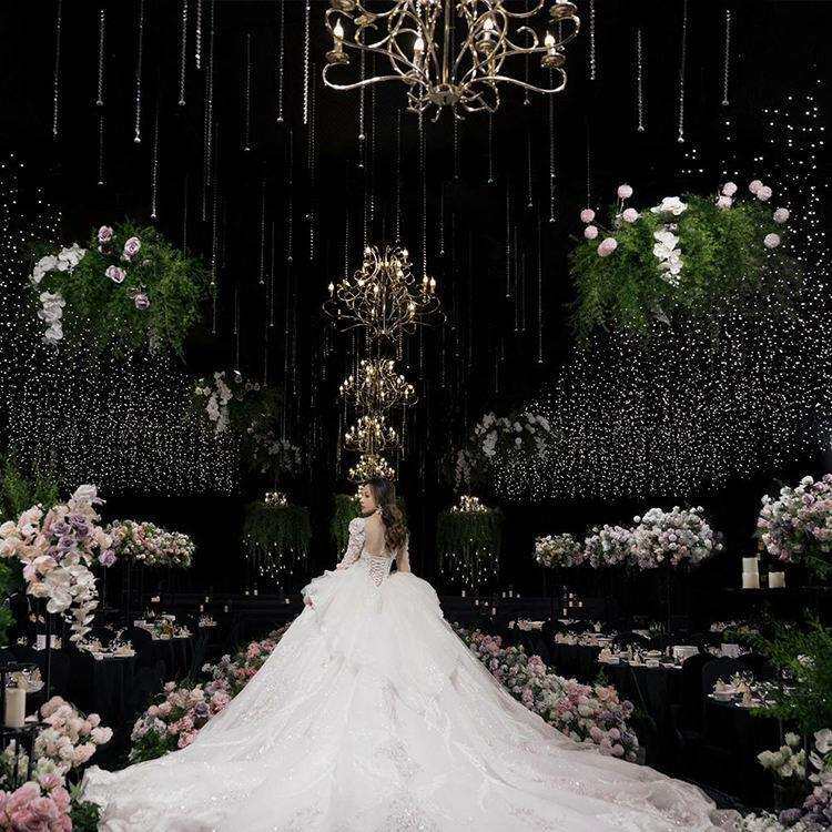 酒店婚宴厅轻奢豪华水晶吊灯婚礼现场软装布置浪漫灯具非标工程灯