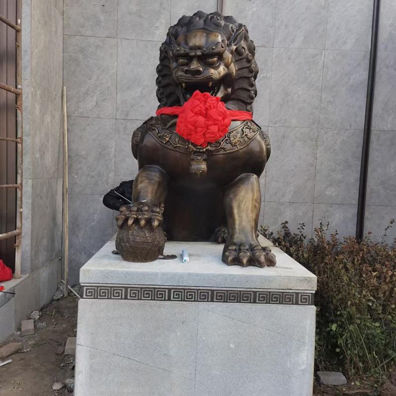 铸铜狮子喷水景观雕塑青铜狮头动物雕像户外酒店广场门口装饰