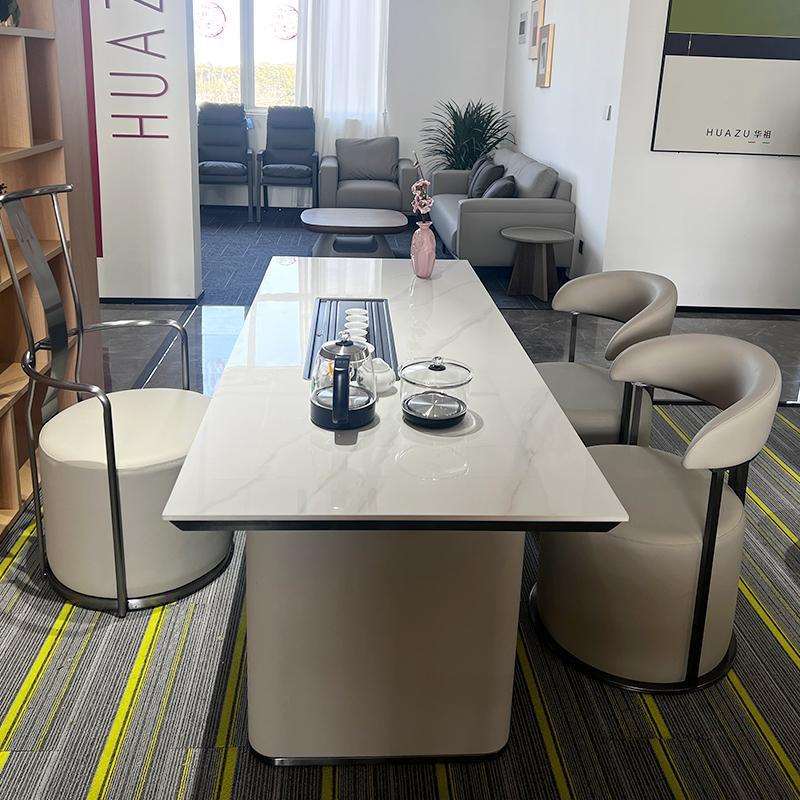 奢意式现代岩板茶台带茶炉小户型茶桌客厅会客茶盘泡茶几桌椅