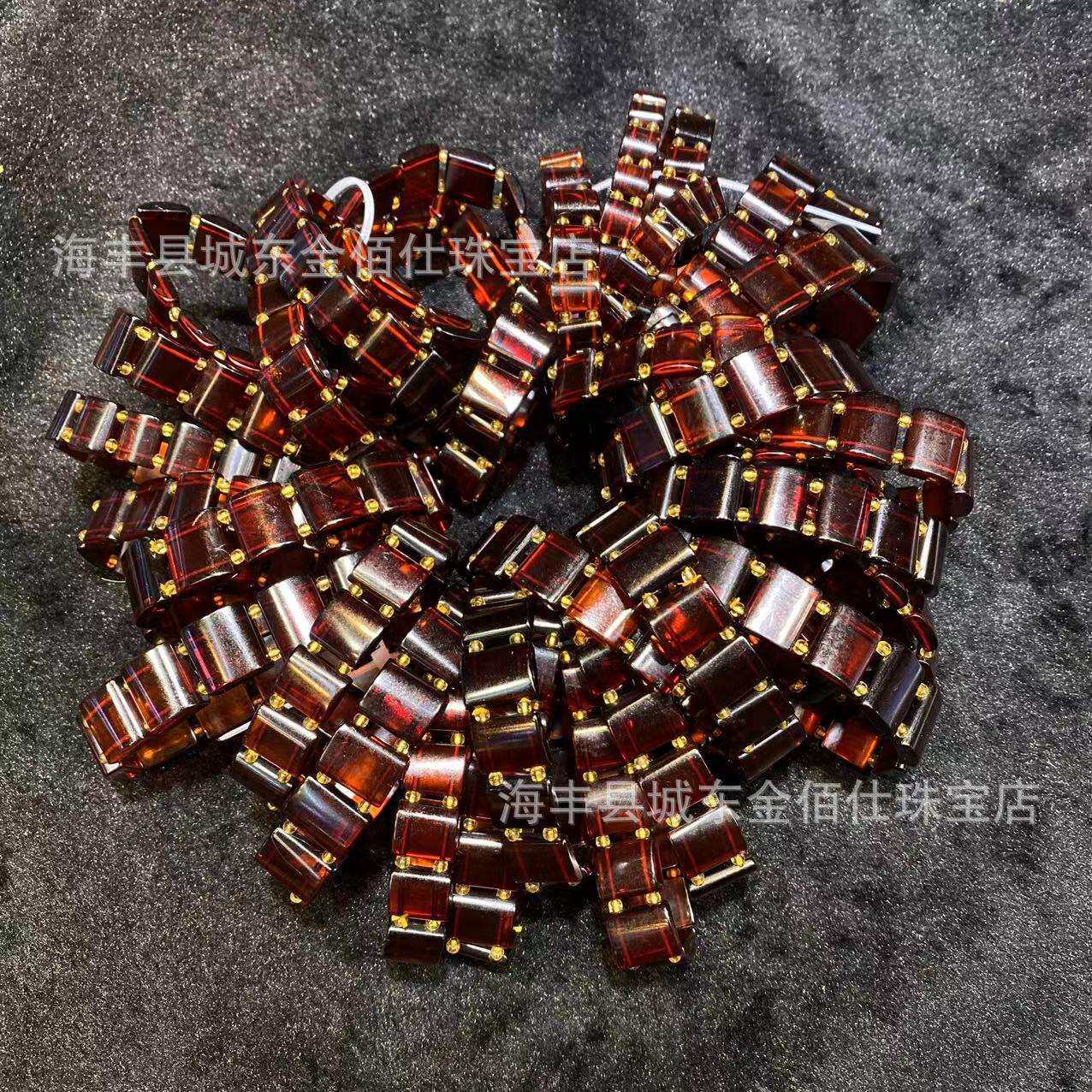 琥珀蜜蜡天然血珀手牌酒红色血珀手排