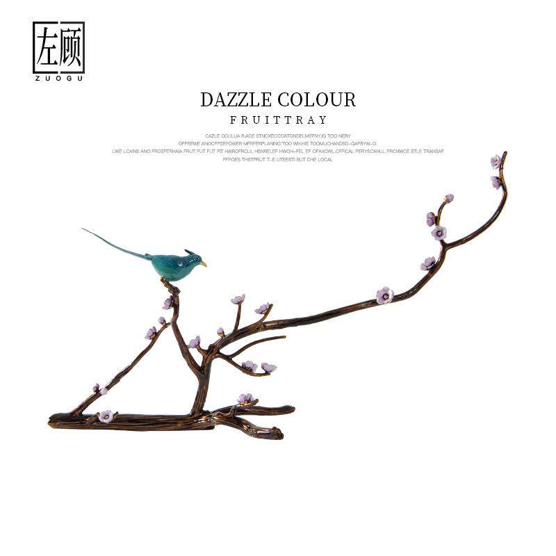 喜上枝头眉梢创意摆件新中式客栈酒店样板间书房玄关客厅软装饰品