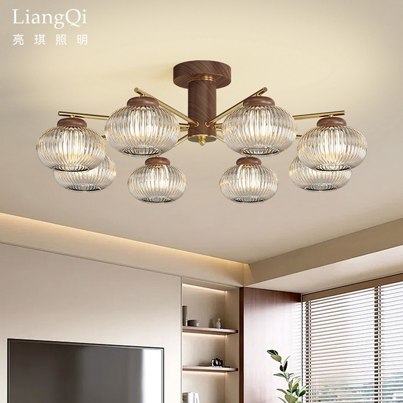 客厅吊灯法式中古风玻璃灯罩铁艺枝型护眼光复古高级卧室房间灯具,家装灯饰光源,客厅吊灯,淘宝优惠券,粉丝福利购,淘宝优惠卷