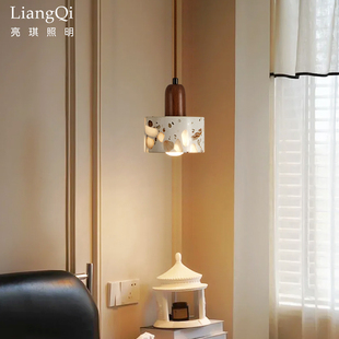 透光石床头小吊灯中古侘寂风吧台餐厅吊灯复古书房卧室全光谱吊灯