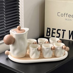 家用客厅待客茶具水壶茶杯具轻奢乔迁结婚礼物 维光陶瓷水杯套装