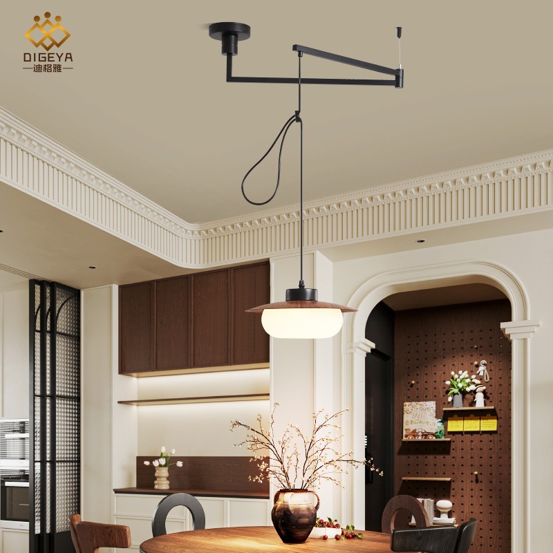 迪格雅法式奶油风摇臂款全光谱餐厅吊灯高级感复古可移动吧台灯具