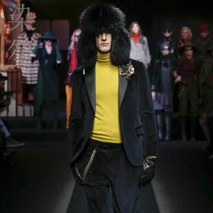 进口丝绒西服男士天鹅绒套装金丝绒西服潮流平绒西装套装时尚英伦