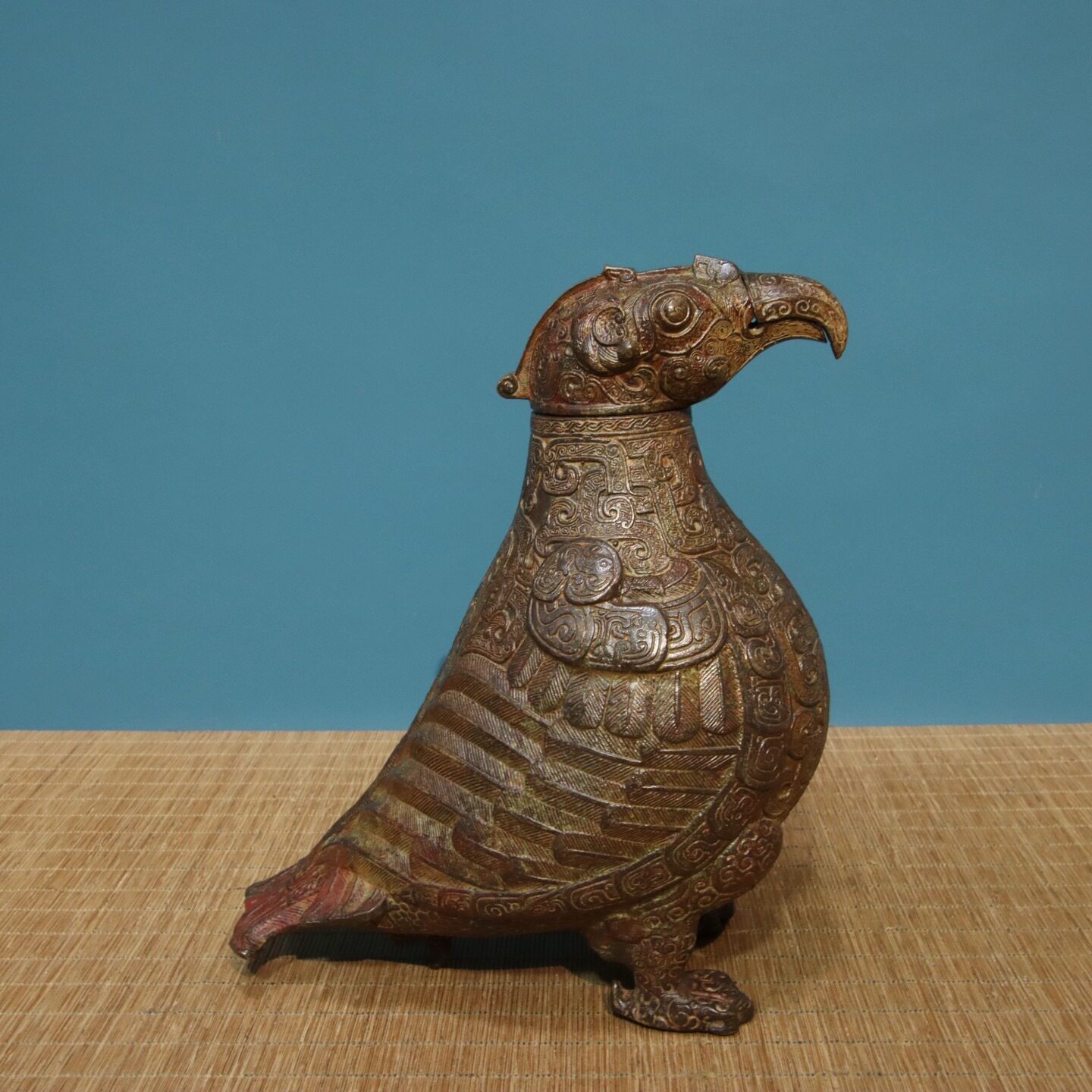 仿古青铜器西周倗季凤鸟大尊保利博物馆藏山西晋国晋候鸟尊铜摆件
