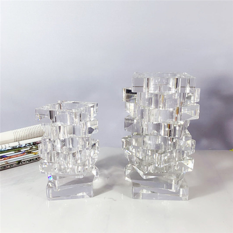 现代简约水晶玻璃花瓶摆件家居客厅花器软装饰品电视柜创意透明花