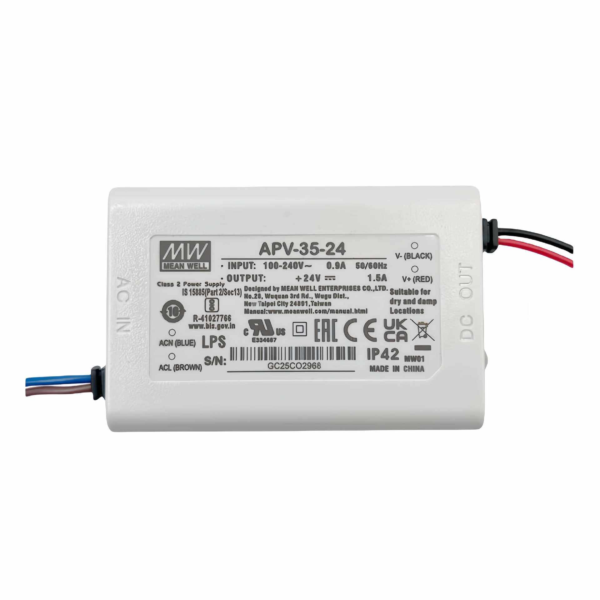 明纬LED电源 APV-35-24  35W LED恒压开关广照明电源