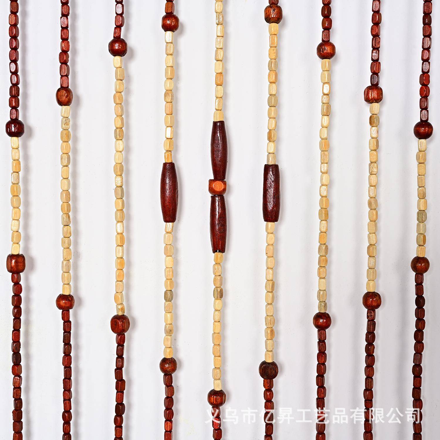 新款隔店方块门帘防9003蚊门实木珠帘简约中蝇式复古风断装饰免打