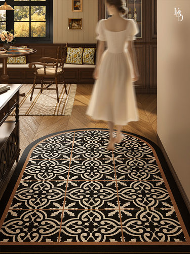 中古风入户门地垫新款可擦免洗pvc地毯家用室内进门门口脚垫拱形