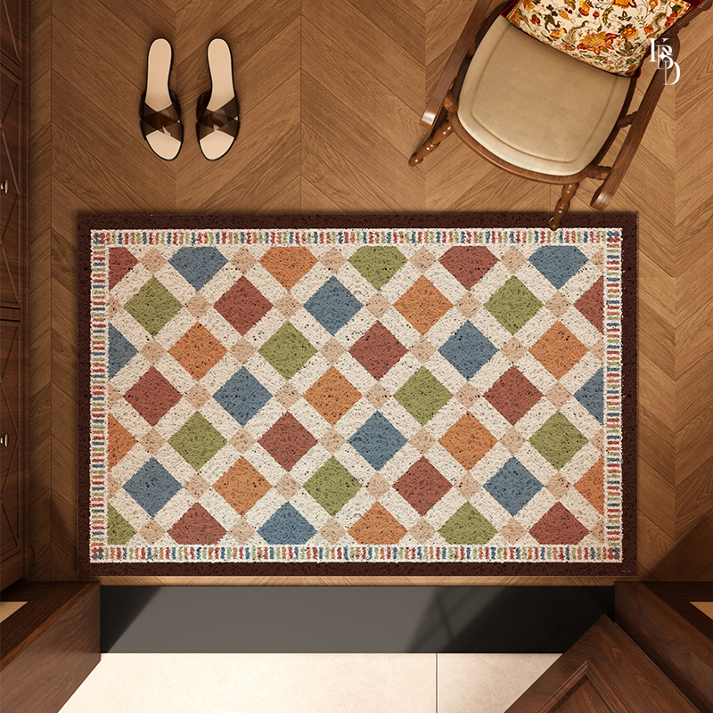 中古风入户地垫大门外防滑耐脏地毯家用进门门口除尘玄关丝圈脚垫