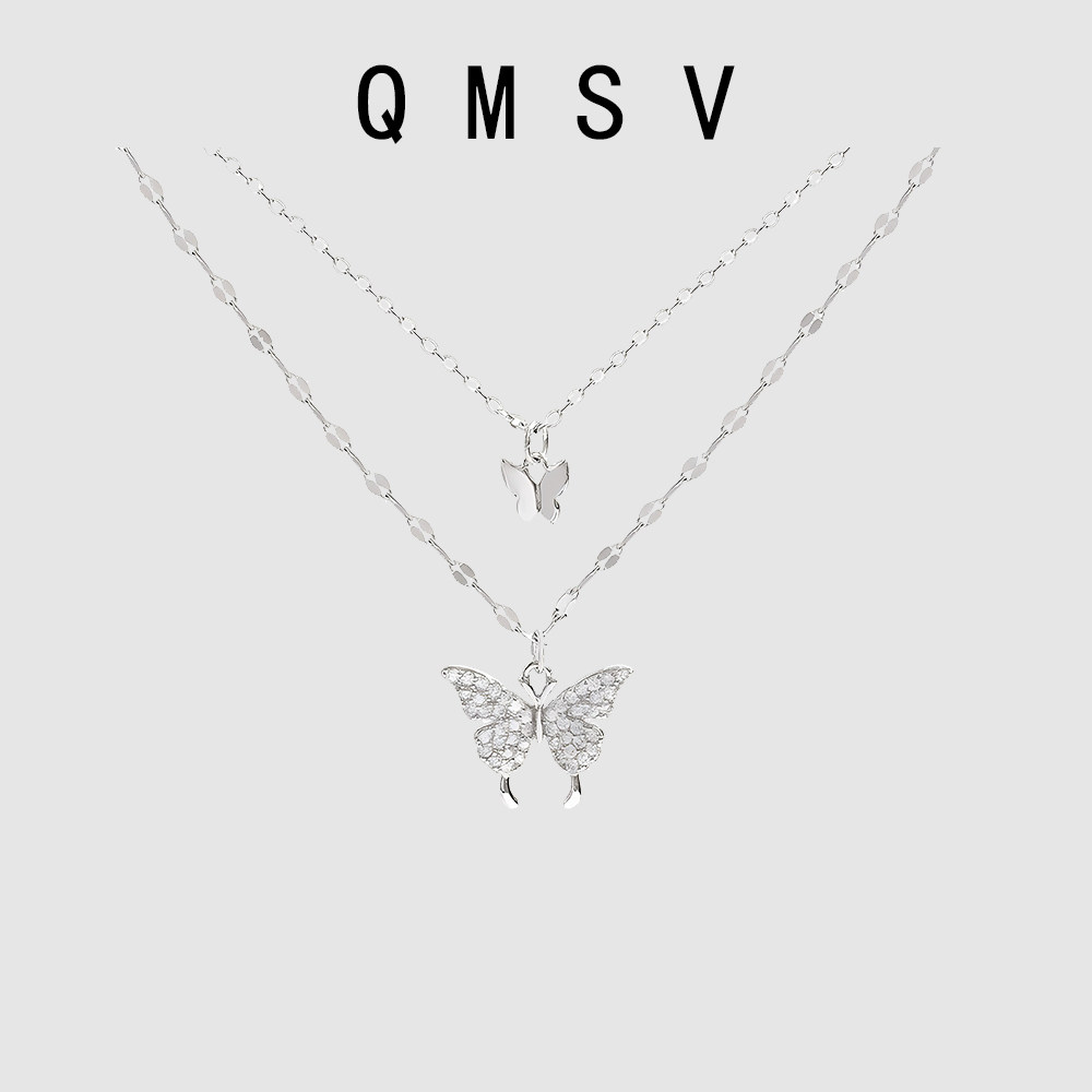 【双层蝴蝶】S925纯银轻奢小众项链女高级感设计精致百搭锁骨链
