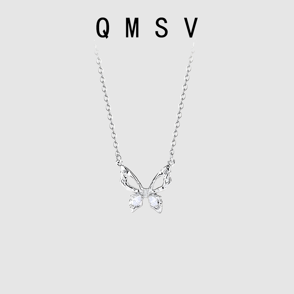 S925纯银镂空蝴蝶项链