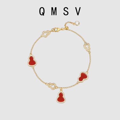 S925纯银红玛瑙六宝葫芦手链